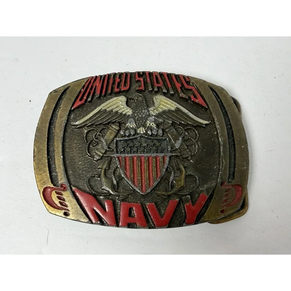 United States Navy Indiana Metal Craft Vintage 1980 Belt Buckle‎